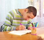 boy doing art